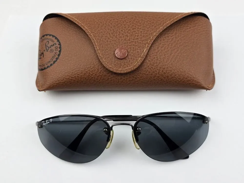 Ray-Ban P Polarized Sunglasses RB 3155 Black Frames Dark Lens 60•16 -not perfect